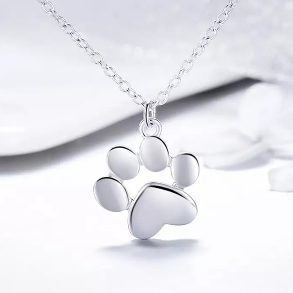 LAST! NEW 925 Sterling Silver Animal Paw Footprint Necklace 🐾 - Picture 3 of 8